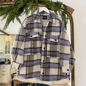 Zara Checkered Wool Blend Jacket